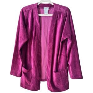 Monroe & Main Purple Ribbed Velour Long Open Front Cardigan Women’s Size XL
